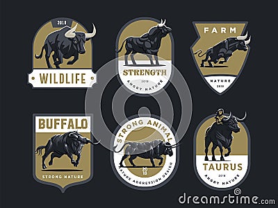 Bulls and buffalo. Vector Illustration