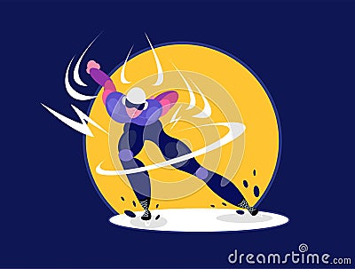 Speed skater. Olympic speedskater athlete speed skating ice arena Cartoon Illustration