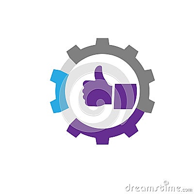 Logo thumb hand graphics and gears Vector Illustration