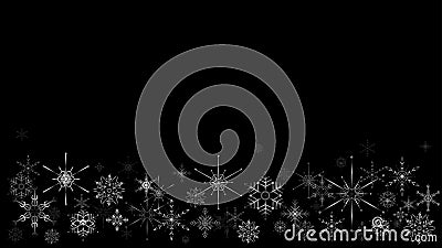 Christmas frame with snow flakes on black background Stock Photo