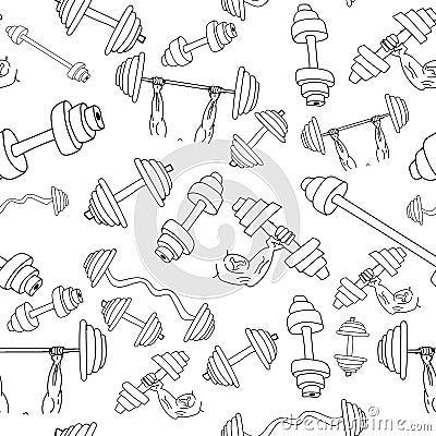 Seamless dumbbell pattern isolated on background. Vector Illustration