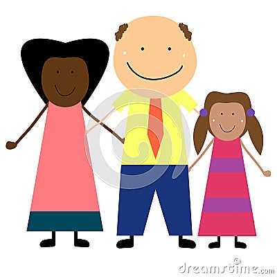 Interracial family with a child Vector Illustration