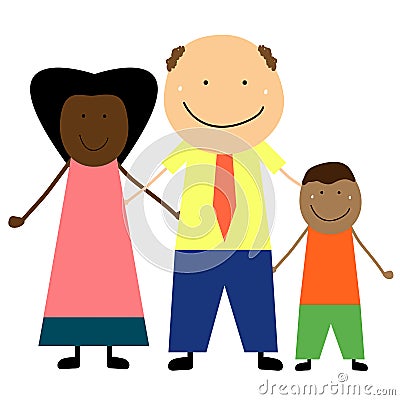 Interracial family with a child Vector Illustration