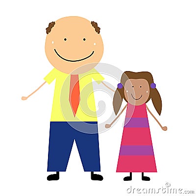 Dad with daughter Vector Illustration