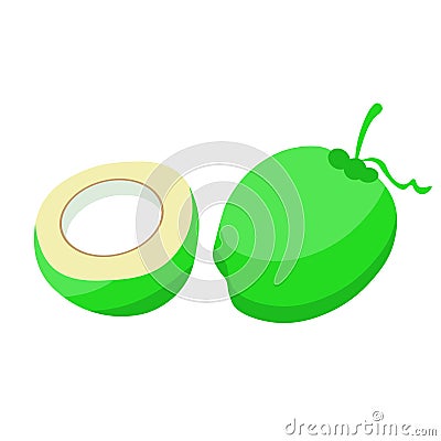 Tropical fresh young coconut illustration. coconut icon Vector Illustration