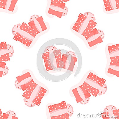 Seamless pattern boxes with gifts on white background love Stock Photo