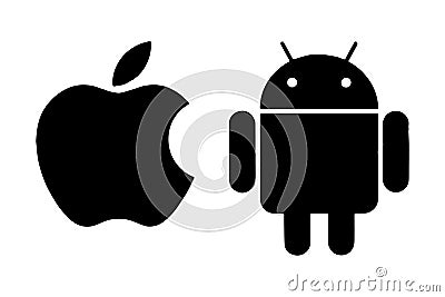 Apple Android Logo Editorial Vector Cartoon Illustration