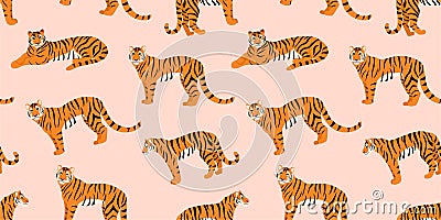 Trendy tiger pattern. Vector seamless texture. Vector Illustration