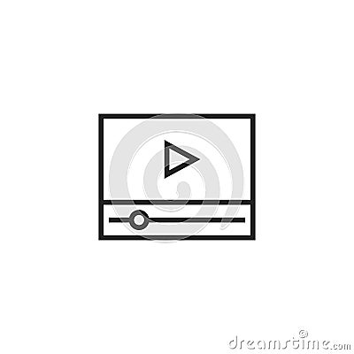 Video Player Oultine Vector Icon, Symbol or Logo. Vector Illustration