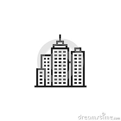 City Oultine Vector Icon, Symbol or Logo. Vector Illustration