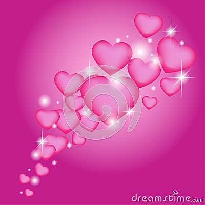 Romantic background with flying hearts Stock Photo