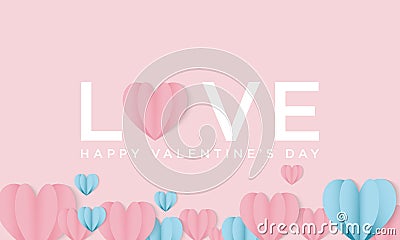 Valentines day Background Design with hearts shaped Vector Illustration