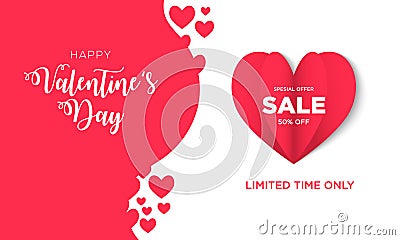 Valentines day Sale background with Heart Shaped Vector Illustration