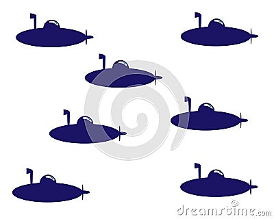 Blue submarines pattern vector image Stock Photo