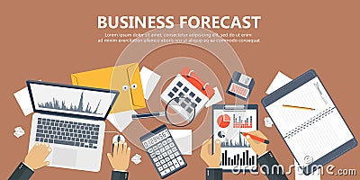 Business forecast banner. Flat vector illustration Vector Illustration