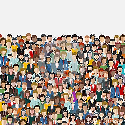 Large group of business people background. Business people, teamwork concept. Working people. Cartoon Illustration
