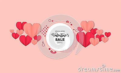 Valentines day sale backgrounds with Heart shape Vector Illustration