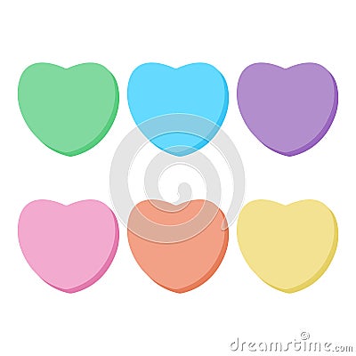 Rainbow Candy Hearts Collection Vector Illustration