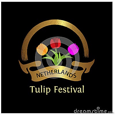 Netherlands tulip festival stock vector. Designs for posters, backgrounds, cards, banners, stickers, etc Vector Illustration