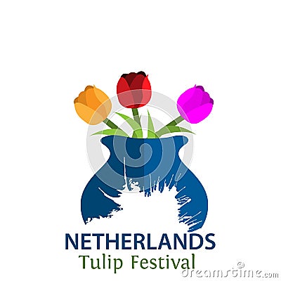 Netherlands tulip festival stock vector. Designs for posters, backgrounds, cards, banners, stickers, etc Vector Illustration