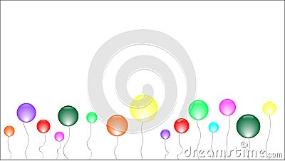 Banner with many colourful spheres on a thread Stock Photo