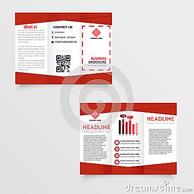 WebRed wavy trifold brochure business templete brochure banner blank creative flyer trifold brochure Vector Illustration