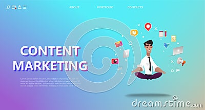 Content marketing landing page. Abstract illustration Cartoon Illustration