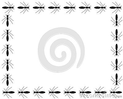 Many ants framing a white copy space Stock Photo