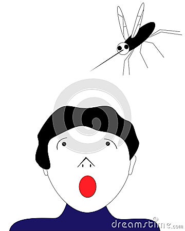 Hugh mosquito flying over the head of a woman Stock Photo