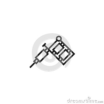 Tattoo Machine Oultine Vector Icon, Symbol or Logo. Vector Illustration