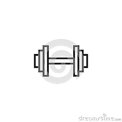 Dumbbell Oultine Vector Icon, Symbol or Logo. Vector Illustration