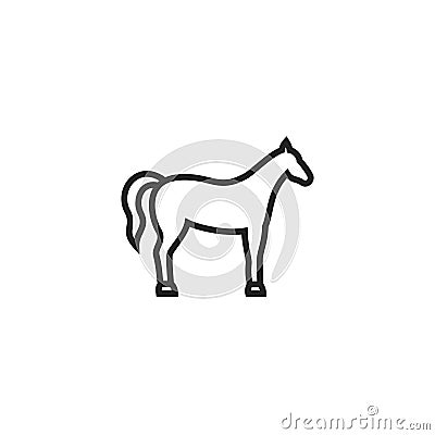 Horse Outline Vector Icon, Symbol or Logo. Vector Illustration