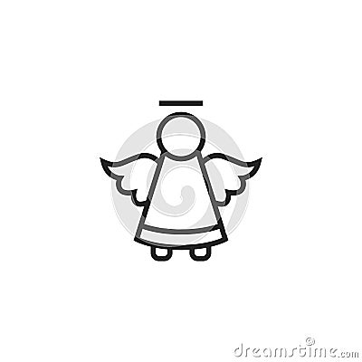 Angel Outline Vector Icon, Symbol or Logo. Vector Illustration