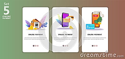 Online payment concept illustration app templete set Vector Illustration