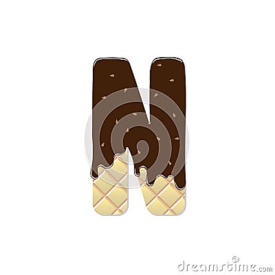 Wafer letter N with the current chocolate glaze Stock Photo