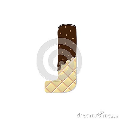 Wafer letter J with the current chocolate glaze Stock Photo