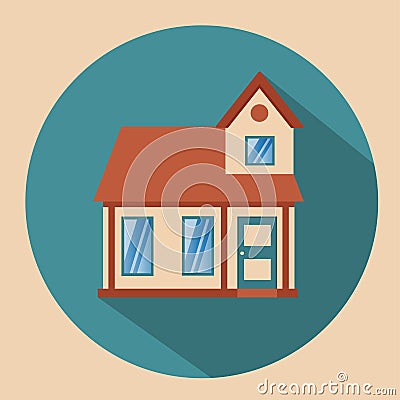 Small apartment house with an icon. Flat design. Stock Photo