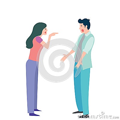 Couple arguing isolated on white background Vector Illustration