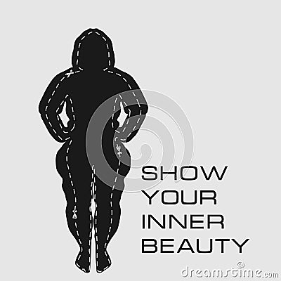 Silhouette of a obese girl and the result she can achieve by doing fitness Vector Illustration