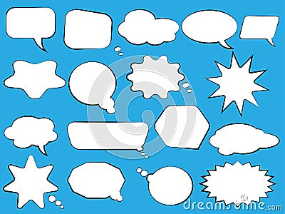 Set of speech bubbles. Blank empty white speech bubbles. Cartoon balloon word design. Vector Illustration