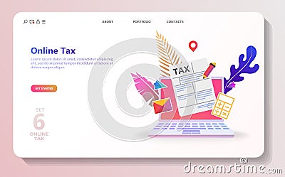 Online tax payment. People filling tax form. Stock Photo