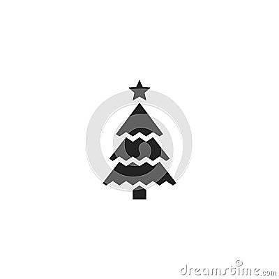 Christmas Tree Glyph Vector Icon, Symbol or Logo. Vector Illustration