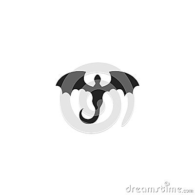 Dragon Glyph Vector Icon, Symbol or Logo. Vector Illustration
