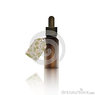 A dropper with ylang ylang flower essential oil Vector Illustration