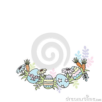 Easter frame with eggs and carrots Stock Photo