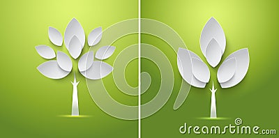 Abstract paper spring tree with leaves card Vector Illustration