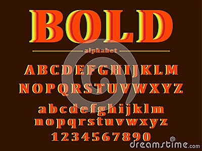 Vector of retro bold font and alphabet Stock Photo