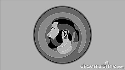 Silhouette of a man with a beard and a tail on a gray background Stock Photo