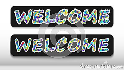 A sign that says `welcome` for the store, or any other institution of the service sector. Stock Photo