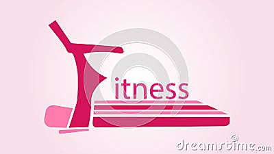 Logo with the word fitness in the form of a pink treadmill Stock Photo